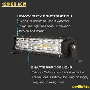 <span class=keywords><strong>11</strong></span> بوصة 60 واط شريط مزدوج عالي الجودة من الألومنيوم الأبيض شريط إضاءة ليد للسيارة شاحنة دراجة نارية سيارة الطرق الوعرة - Product Image 6