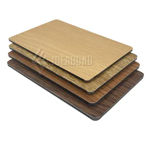 Installed Composite Panel ACP Facade Cladding Wood Grain Coated Aluminium Composite Panel