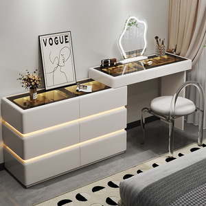 <span class=keywords><strong>Commode</strong></span> de chambre à coucher moderne de luxe avec miroir éclairé par LED Crème <span class=keywords><strong>et</strong></span> <span class=keywords><strong>noir</strong></span> Armoire à vasque minimaliste One Piece - Product Image 5