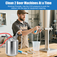 Fût de nettoyage en acier inoxydable 304 de 2,5 gallons/10 L, 1/2/3/4 têtes, raccords de lance à bière A/G/S/D pour kit de nettoyage du système de ligne de bière