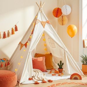 Tienda de Campaña Tipi Blanca Pura para Niños, Plegable y Portátil, para Fiestas Infantiles, Tienda de Campaña Interior para Dormir y Jugar para Niñas - Product Image 1