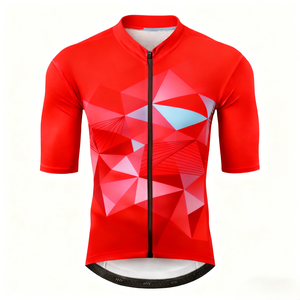 Maillot de cyclisme unisexe réfléchissant à manches courtes avec imprimé géométrique, confortable, respirant et à séchage rapide pour la conduite nocturne - Product Image 4