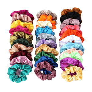 Hot Selling Groothandel Elastische Haarbanden Scrunchies Effen Kleur Satijn Stof Haarbanden Voor Vrouwen - Product Image 1