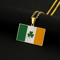 Retro Tropfenöl Irische Flagge Edelstahl-Halskette für Männer Frauen Paare St. Patrick's Day Schulanfang Neujahr Trend-Accessoire