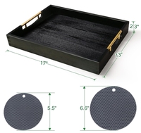 Plateau de service personnalisé en bois de pin, grand format, écologique, style américain moderne et élégant, avec poignées métalliques, pour la maison et le bureau