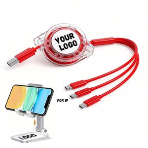 Manufacturer Wholesale 1.0M Retractable Portable <b>Usb</b> Charging Promotional Gift Custom Logo <b>3</b> in 1 <b>Cable</b> for Android Ios - Product Image 1