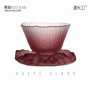 Taza de té Gaiwan de vidrio Huiyi, estilo chino, rosa esmerilado, reutilizable para uso en el hogar y la oficina. - Product Image 5
