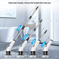 Brosse de nettoyage électrique 9-en-1 avec distributeur de liquide, manche télescopique, en plastique, modèle 9011