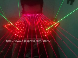 Armure lumineuse à Led rouge, 2 pièces, armure Laser verte, spectacle sur l'épaule et Laser rouge, lunettes de fête pour danseuse, DJ, vêtements de scène - Product Image 3