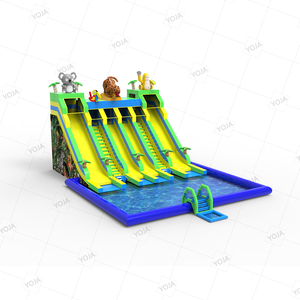 Parque Acuático Inflable Infantil para Exteriores, con Toboganes, Temática de Jungla Tropical - Product Image 1