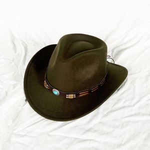 Chapeaux de cowboy occidentaux pour femmes, nouvelle collection 2024, style européen et américain, avec ceinture ornée de perles en bois, pour fêtes, voyages et usage quotidien, vente en gros - Product Image 5