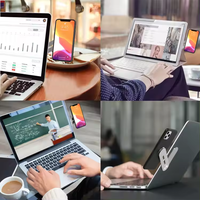Support magnétique pliable pour ordinateur portable et téléphone avec logo laser gratuit, fixation latérale pour bureau