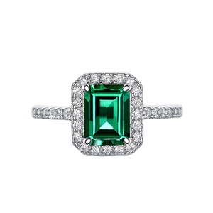S925 <strong>Emerald</strong> Sterling <strong>Silver</strong> Moissanite <strong>Rings</strong> Lab Grown Gemstones Jewelry Engagement <strong>Emerald</strong> <strong>Ring</strong> - Product Image 2