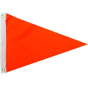 2023 New Vivid Color Orange Safety Flag Triangle 12x18 Inches Boat Pennant Flag for Boat UTV ATV Car Bike Yacht Warning