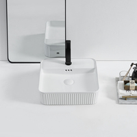 PALICI Lavabo de salle de bain en céramique à poser, haute température, haute qualité, carré