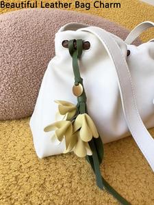 Beautiful PU Flower Bag Charm Portable Leather Tulip Flower <b>Key</b> Chain <b>Hanger</b> Flower Pu Leather Pendant for Women Gifts - Product Image 4