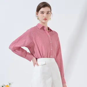 Mùa Xuân Mùa Hè Thiết Kế Thời Trang 100% Cotton Sọc Áo Cánh Cho Phụ Nữ Thời Trang Giản Dị Dài Tay Áo