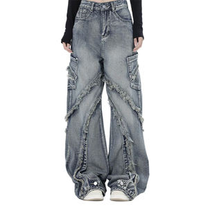 Xjd ג 'ינס הספק ג' ינס מותאם אישית לגברים בייגי ג 'ינס בדים שטופים כבדים מובנה קצה רחוב היפ הופ רחוב ג' ינס - Product Image 2