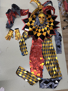 Disfraz de payaso con espejo, traje de bufón con lentejuelas reflectantes de cuerpo completo, disfraz de payaso con espejo para adultos, actuación de fiesta - Product Image 5