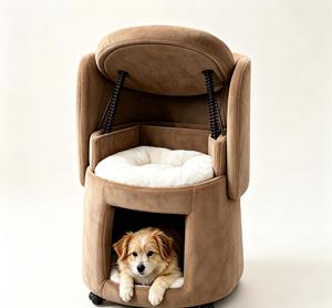 Foldable Pet <b>Bed</b> Chair with Rollers Metal Frame Orthopedic Memory Foam Cat Cave Sleeping <b>Bed</b> - Product Image 1