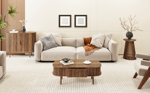 Nhà Máy Bán buôn New sồi đen hình bầu dục Retro Bàn cà phê với tre chạy cửa ra vào - Product Image 3