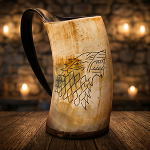Corne à boire viking naturelle, style chopes à bière, gravure loup, finition parfaite, qualité supérieure, prix de gros, pour cadeaux d'affaires, Inde - Product Image 3