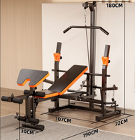 Banc de musculation multifonction pliable en métal tout-en-un avec rack de musculation et station de tirage vertical réglable