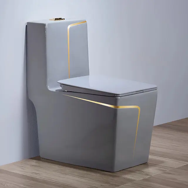 Nuovo Design di lusso quadrato grigio colore moderno bagno pavimento mode tazza da bagno un pezzo in ceramica wc