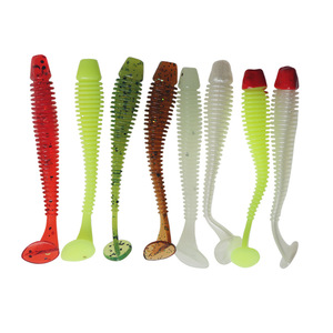 Señuelo blando de 60 mm y 1,3 g con cola en T, paquete de 6, cebo para lubina de lago, para pesca en agua dulce, señuelos biónicos artificiales de silicona - Product Image 1