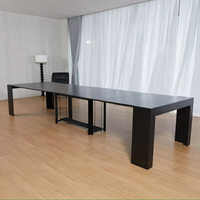 Grande table console extensible en bois de 3 mètres sur 4 mètres, gain de place, pour 14 à 16 personnes, idéale pour salle à manger, salon ou salle de réunion