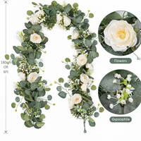 Guirlande de feuilles d'eucalyptus artificielles, toucher réel, 1,75 m, plantes artificielles suspendues, décoration de table pour mariage et hôtel