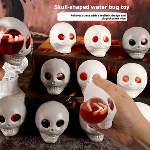 Jouet Squishy Crâne à Presser, Balle Anti-Stress d'Halloween qui Éjecte des Insectes, Balle d'Eau Farce pour Déstresser et Teaser - Utile - Product Image 1