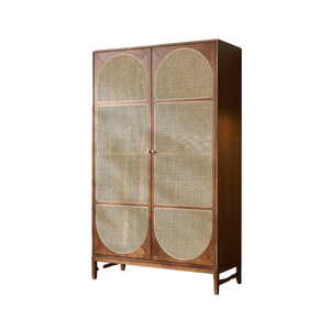 <span class=keywords><strong>Armoire</strong></span> de rangement en bois massif nordique en <span class=keywords><strong>rotin</strong></span> avec dôme arqué et porte battante pour ranger les vêtements et les armoires - Product Image 5