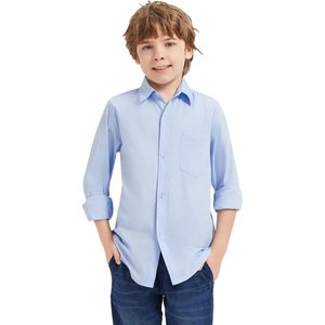 Chemise habillée à manches longues pour garçons, en coton Oxford, avec poche poitrine, pour uniformes scolaires, de 9 mois à 16 ans - Product Image 3