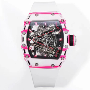 Reloj Mecánico de Esqueleto Rm Personalizado de Alta Gama 2026, Reloj de Pulsera Deportivo con Caja de Fibra de Carbono en Degradado Blanco y Rosa, Regalo Lujoso para Hombre - Product Image 1