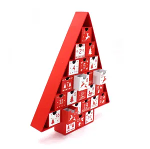 Fabriek Custom Logo Boom Vorm Adventskalender Verpakking Kerst 24 Geschenkdoos Kleine Laden Doos