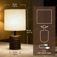 Lampe de table de chevet en bois et caoutchouc rechargeable à LED avec abat-jour en lin pour chambre à coucher, bureau d'étude, hôtel, prix de gros