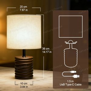 Giá bán buôn có thể sạc lại cao su bằng gỗ LED ánh sáng cảm ứng bảng bàn đèn với Linen <span class=keywords><strong>Shade</strong></span> cho phòng ngủ cạnh giường ngủ nghiên cứu bàn khách sạn - Product Image 2