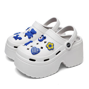 9 सेमी महिलाओं का प्लेटफॉर्म क्लॉग नए मॉडल चंकी हील्स क्लोज और खच्चरों - Product Image 4