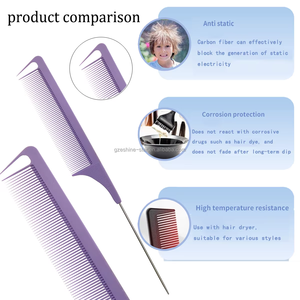<span class=keywords><strong>Pettine</strong></span> Antistatico in Plastica con Denti in <span class=keywords><strong>Fibra</strong></span> <span class=keywords><strong>di</strong></span> <span class=keywords><strong>Carbonio</strong></span>, <span class=keywords><strong>Pettine</strong></span> a Coda <span class=keywords><strong>di</strong></span> Topo per Barbiere, Vendita all'Ingrosso - Product Image 3