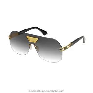 ODM OEM Sun Glasses Metal C Big Large Rim Less Sun Eyewear Acetate Temple Inspired Polygon Sunglasses