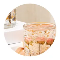 Jarra De Vidro transparente Flor Rosa Casa Decorativo De Cristal Colunar Gel Velas Perfumadas