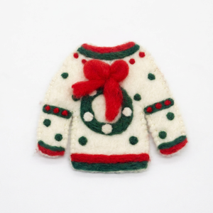 Handmade Eco-Friendly Wool Felt Christmas Ugly Sweater Ornament Festive Holiday Tree Hanging Decoration Craft - Product Image 1