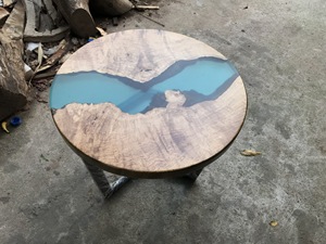 MESA DE CAFÉ REDONDA DE RESINA EPÓXICA Y MADERA DE ALTA CALIDAD, PERSONALIZACIÓN, BAJO MOQ - Product Image 2