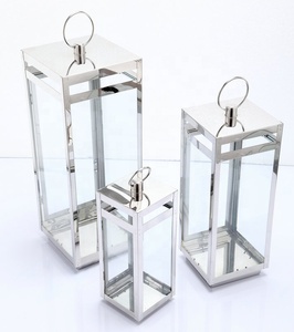 Giardino esterno Vintage antico vetro speciale in metallo acciaio inossidabile candela grande lanterna decorativa nozze argento lanterna - Product Image 1