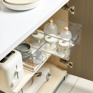 Panier coulissant télescopique en plastique pour armoires et placards, avec roulettes, modèle 8038 - Product Image 4