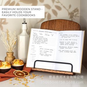 Support de livre de recettes en bois massif, support de comptoir de cuisine pour livres - Product Image 4