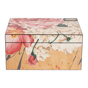 Boîte cadeau rectangulaire en bois de style chinois classique DS, imprimée en couleur, boîte à bijoux brillante, rangement pour bagues et pendentifs, recyclable - Product Image 1