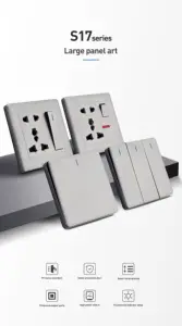 Uk Standard wenzhou fábrica barato por atacado interruptor de luz de parede do Pc interruptores elétricos de botão grande e tomada