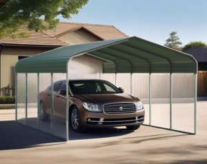 Abri en métal galvanisé extérieur tous temps vert robuste pour voitures camions SUV auvent de voiture de <span class=keywords><strong>garage</strong></span> en aluminium pour jardin - Product Image 5